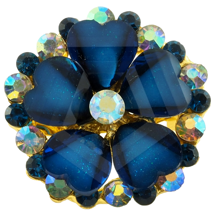 Брошь Цветок с синими стразами фото №1