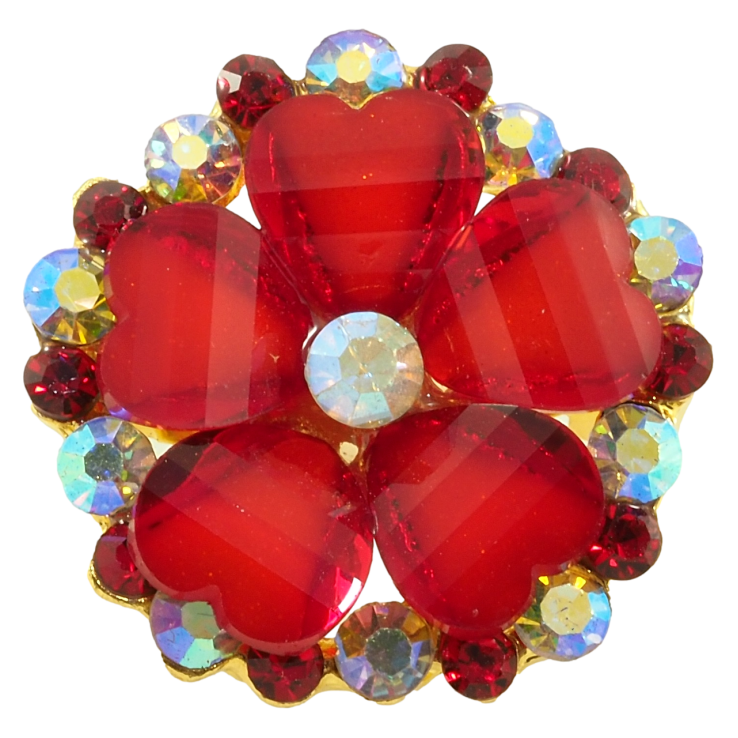 Брошка Квітка з червоними стразами фото №3
