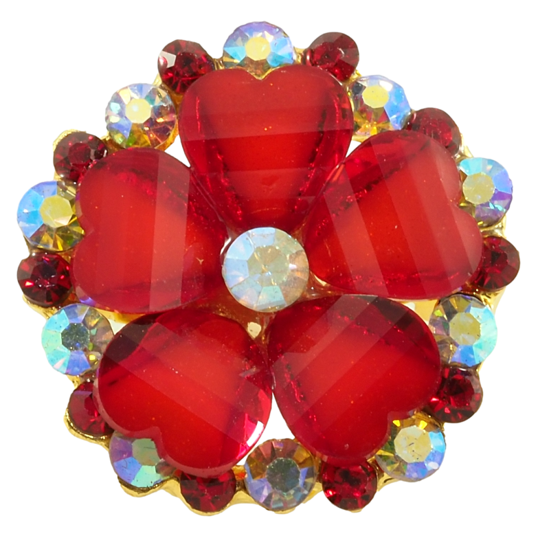 Брошка Квітка з червоними стразами фото №4