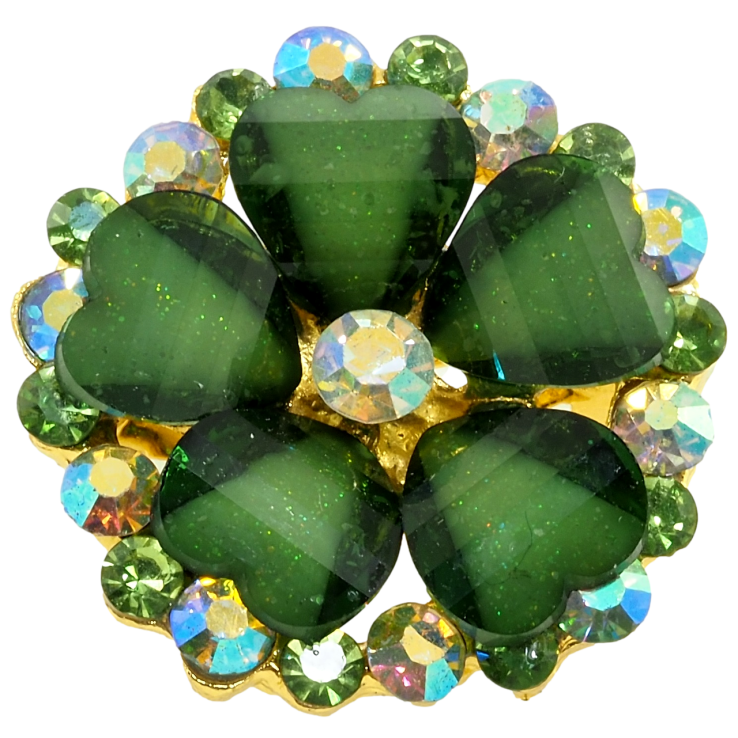 Брошка Квітка із зеленими стразами фото №14