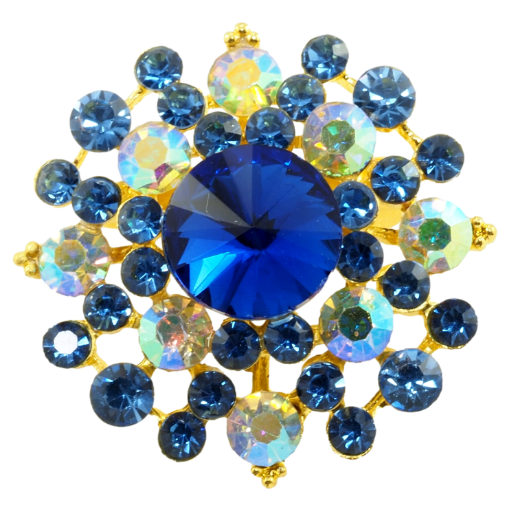 Брошь Цветок с синими стразами фото №12