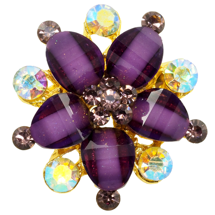 Брошь Цветок с сиреневыми стразами фото №19