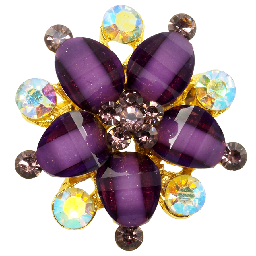 Брошь Цветок с сиреневыми стразами фото №1