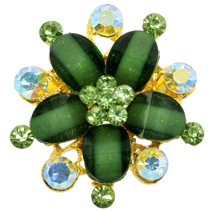 Брошка Квітка із зеленими стразами фото №19