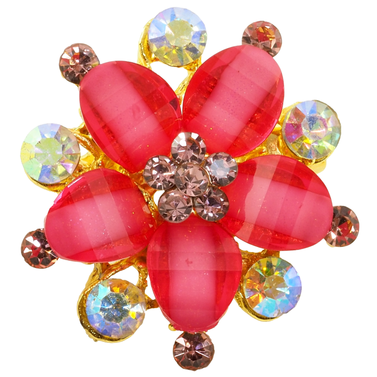 Брошь Цветок с розовыми стразами фото №20