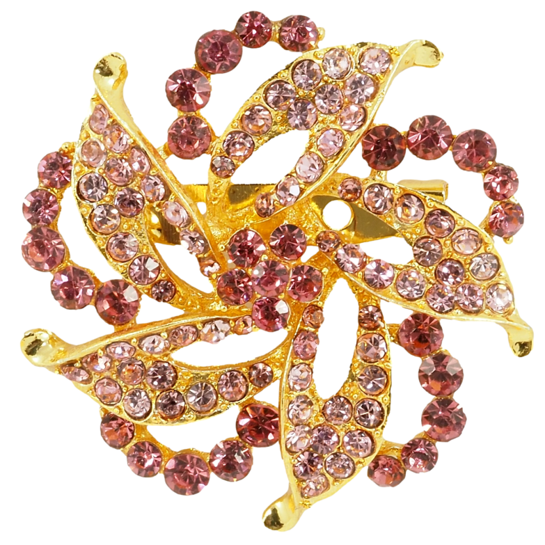 Брошь Декоративный цветок с розовыми стразами фото №1
