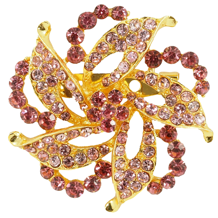 Брошь Декоративный цветок с розовыми стразами фото №1