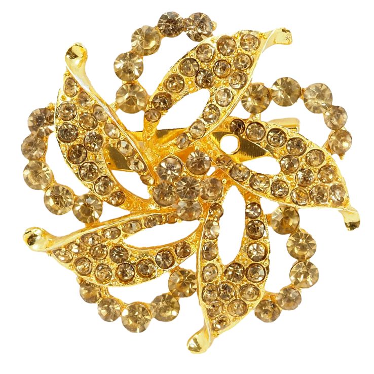 Брошь Декоративный цветок с золотистыми стразами фото №9
