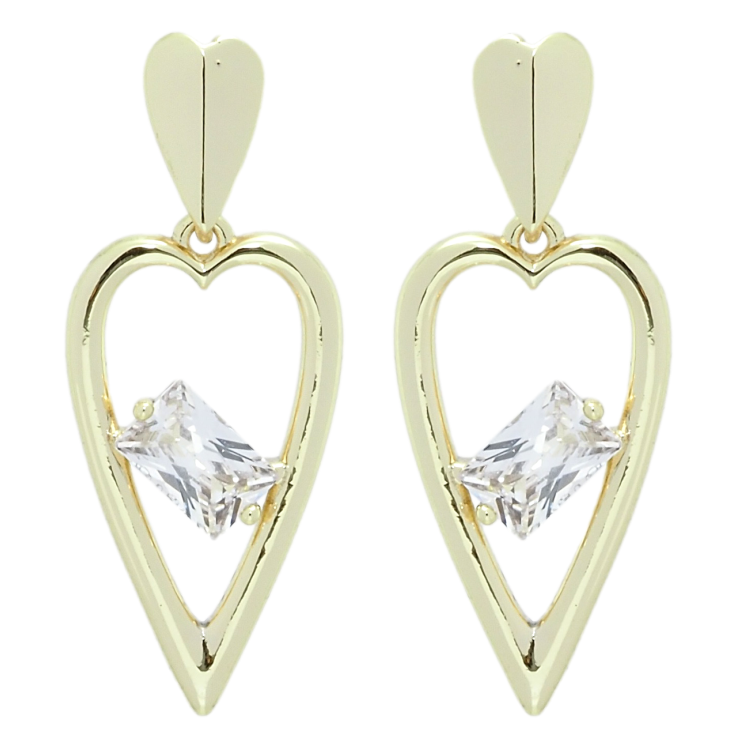 Серьги Xuping QQMM Позолота 14K пусеты Сердечки с фианитами фото №12