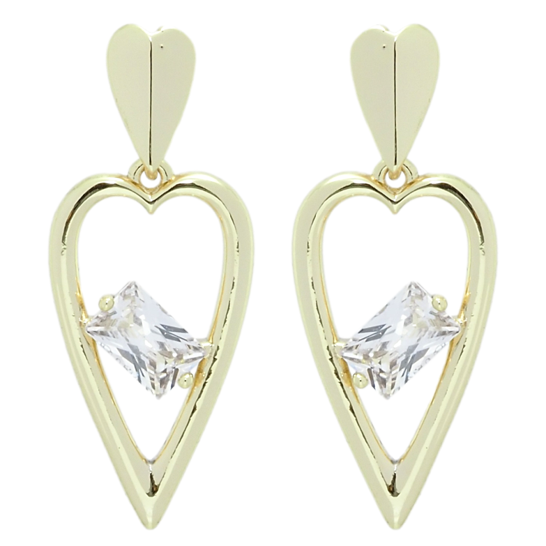 Сережки Xuping QQMM Позолота 14K пусети Сердечки з фіанітами фото №4