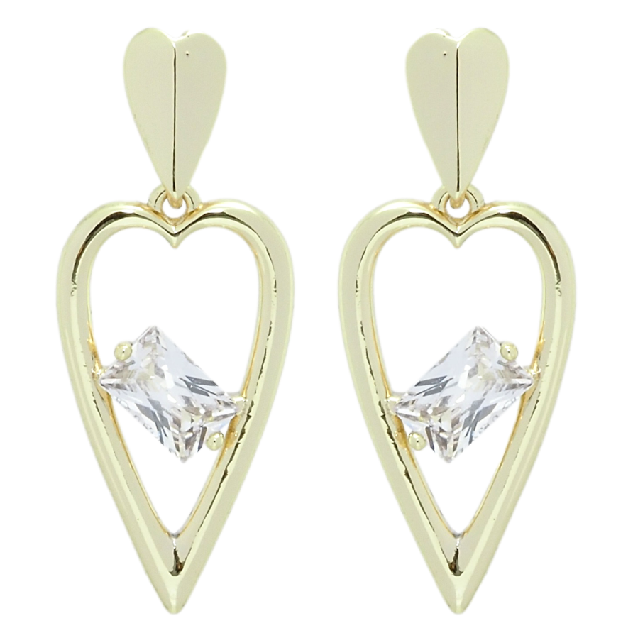 Серьги Xuping QQMM Позолота 14K пусеты Сердечки с фианитами фото №1