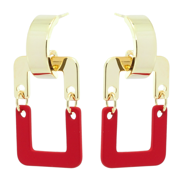 Серьги Xuping QQMM Позолота 14K пусеты Прямоугольники с покрытием Soft-touch фото №6