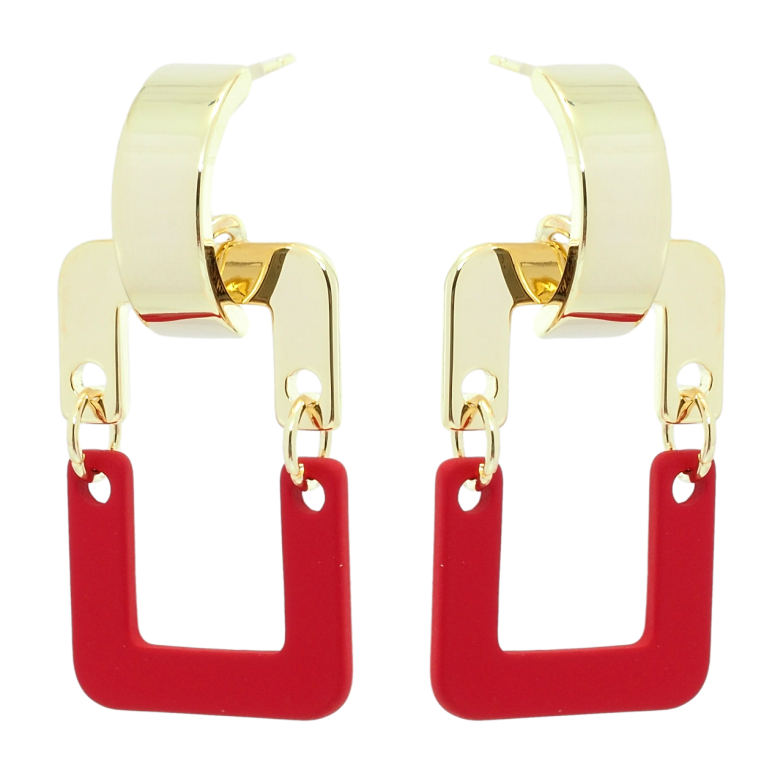 Серьги Xuping QQMM Позолота 14K пусеты Прямоугольники с покрытием Soft-touch фото №2