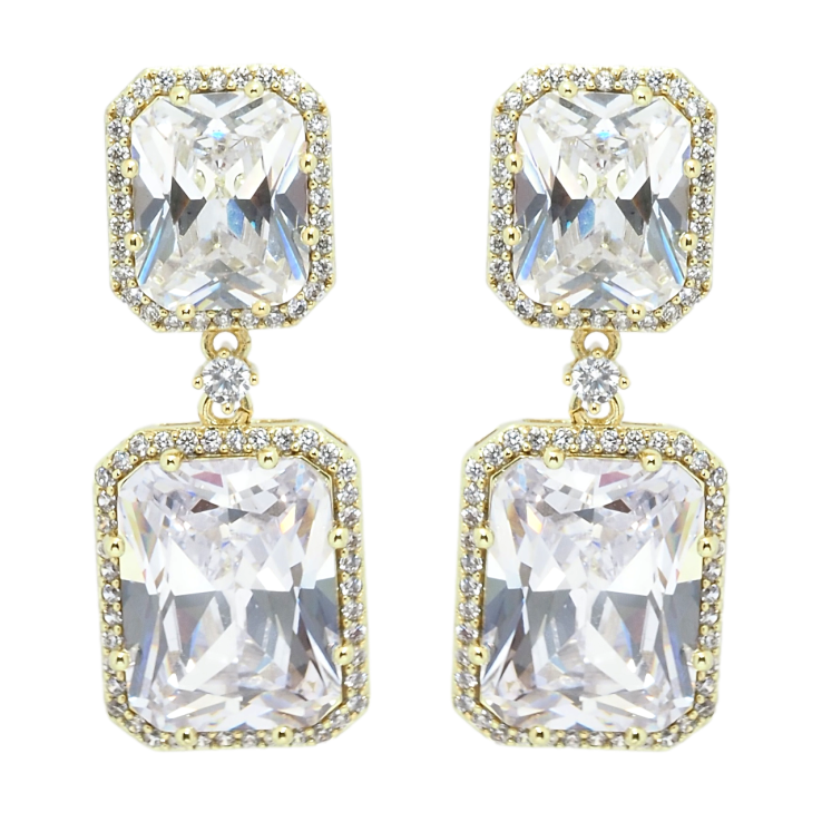 Сережки Xuping QQMM Позолота 14K пусети Підвіски з фіанітами фото №16