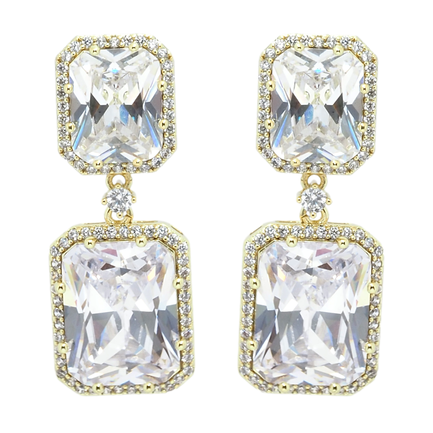 Сережки Xuping QQMM Позолота 14K пусети Підвіски з фіанітами фото №1