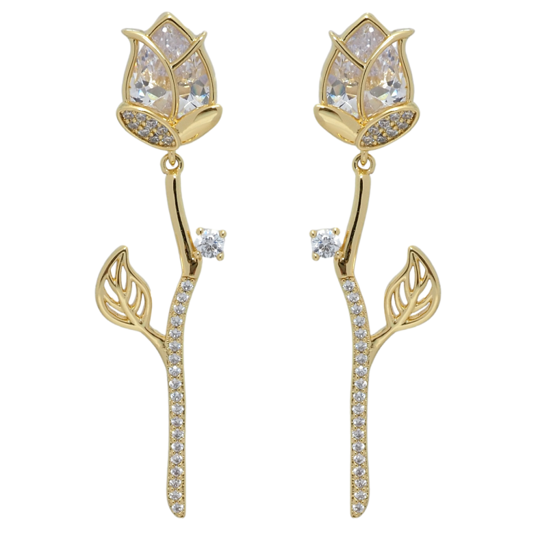 Серьги Xuping QQMM Позолота 14K пусеты Цветок фото №1