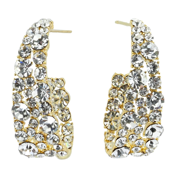 Серьги Xuping QQMM Позолота 14K пусеты Дуги с инкрустацией цирконием фото №6