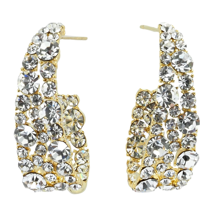 Серьги Xuping QQMM Позолота 14K пусеты Дуги с инкрустацией цирконием фото №1