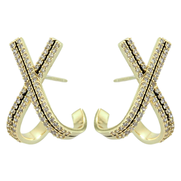 Сережки Xuping QQMM Позолота 14K пусети Хрестики з цирконієм фото №25