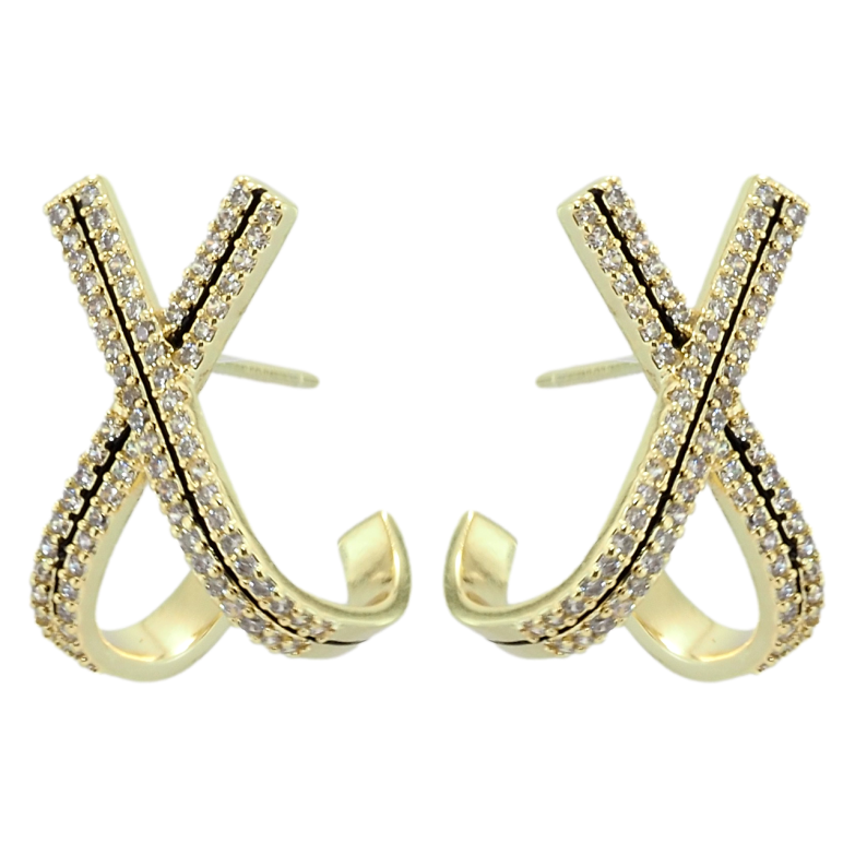 Сережки Xuping QQMM Позолота 14K пусети Хрестики з цирконієм фото №1