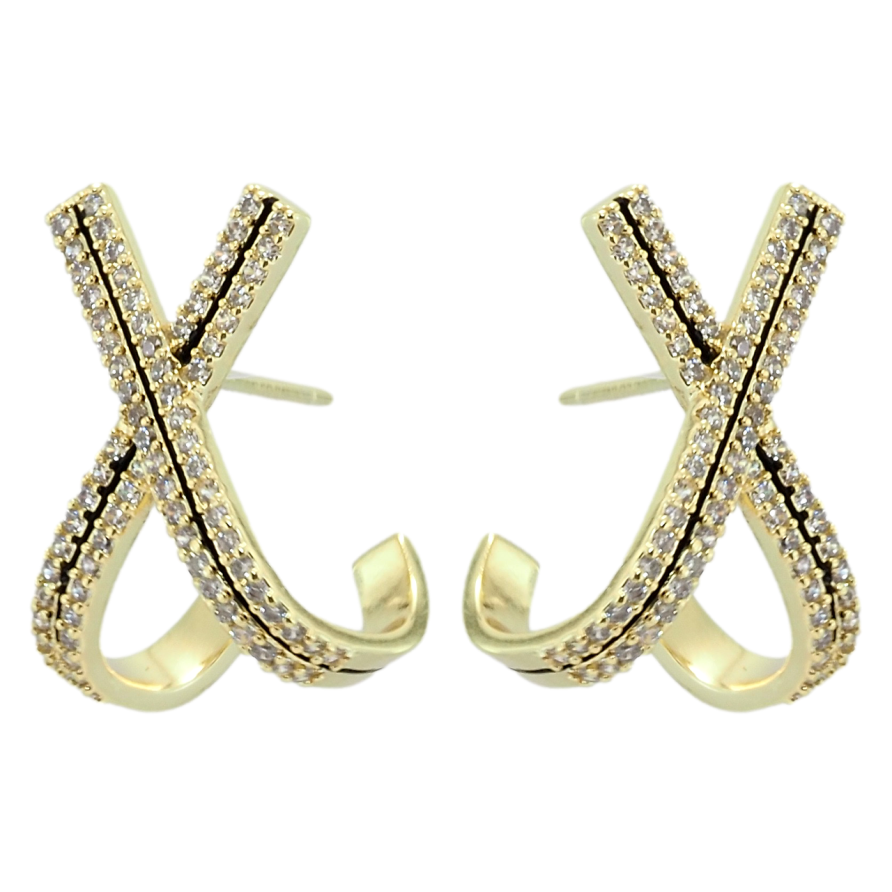 Сережки Xuping QQMM Позолота 14K пусети Хрестики з цирконієм фото №1