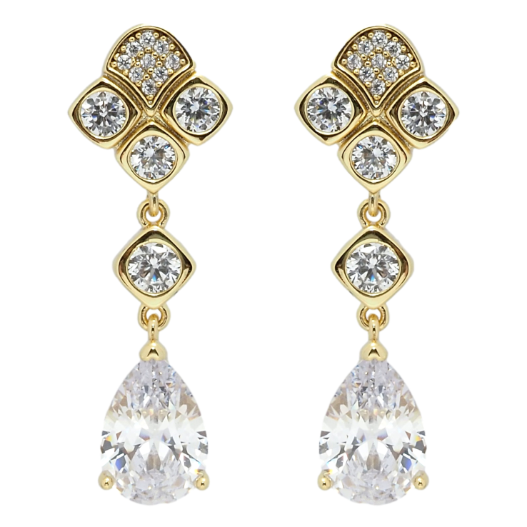 Сережки Xuping QQMM Позолота 14K пусети Елегантні підвіски з фіанітами фото №23