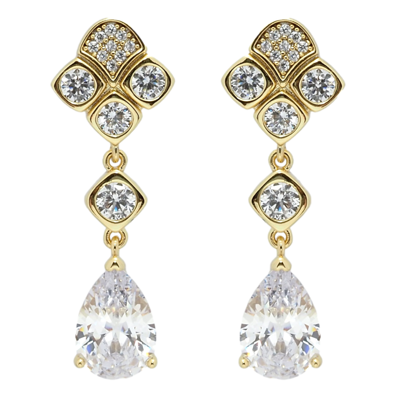 Серьги Xuping QQMM Позолота 14K пусеты Элегантные подвески с фианитами фото №2