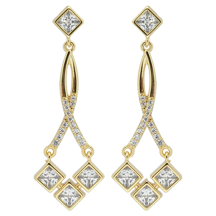 Сережки Xuping QQMM Позолота 14K пусети Підвіски з фіанітами фото №17