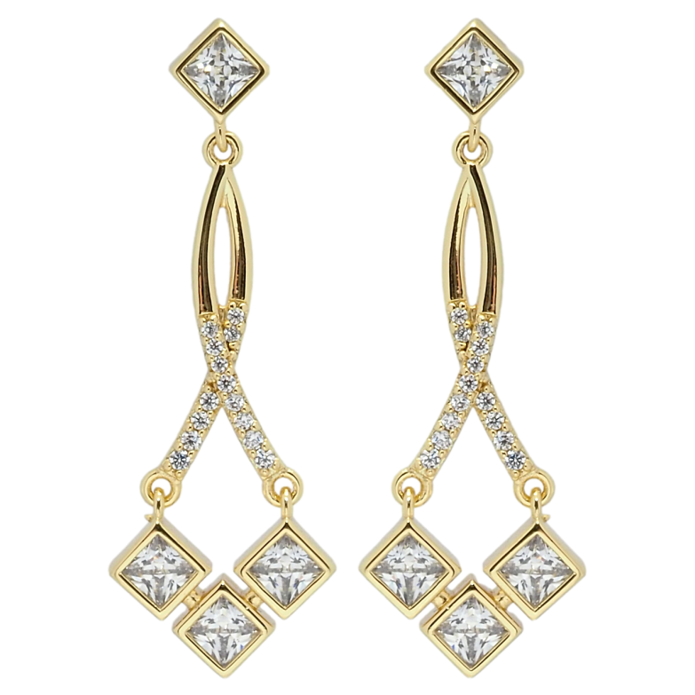 Серьги Xuping QQMM Позолота 14K пусеты Подвески с фианитами фото №4