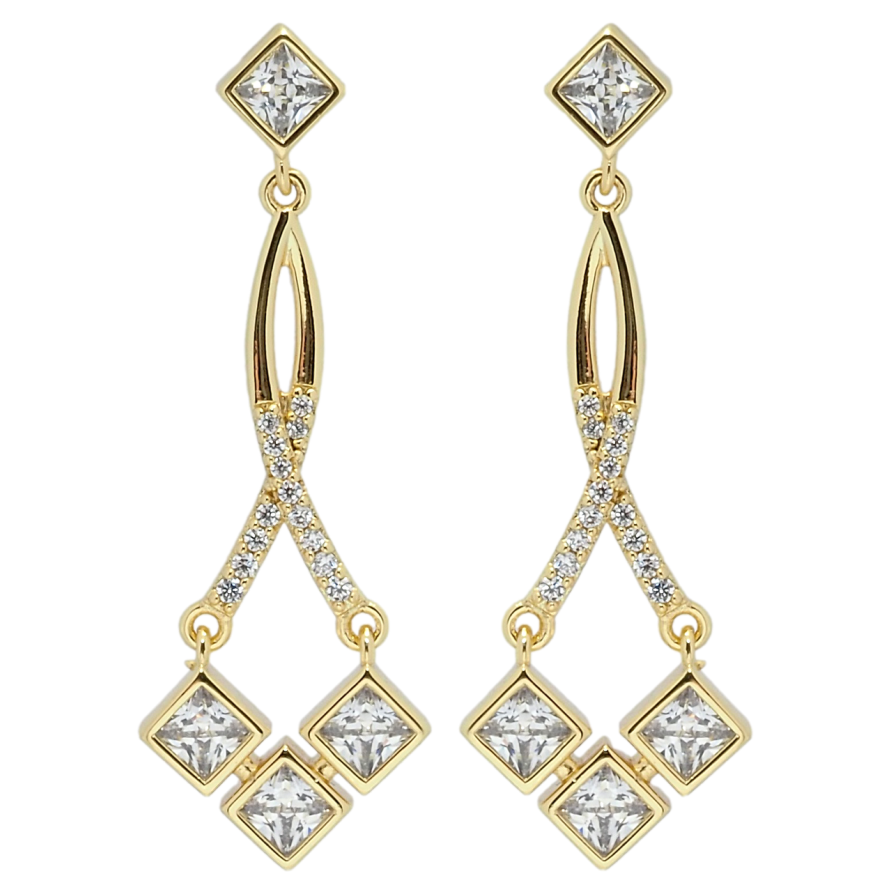 Сережки Xuping QQMM Позолота 14K пусети Підвіски з фіанітами фото №1