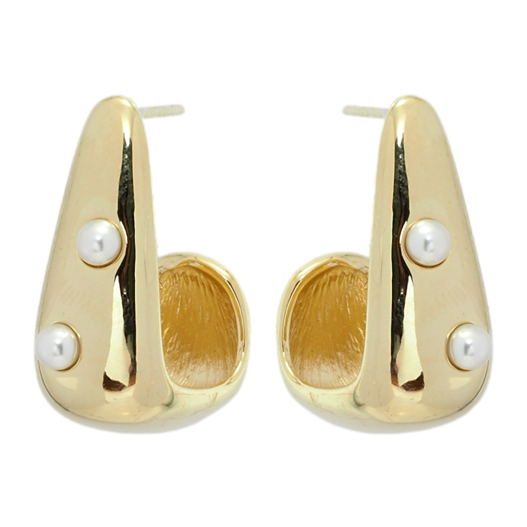 Серьги Xuping QQMM Позолота 14K пусеты Широкие дуги с жемчужными вставками фото №14