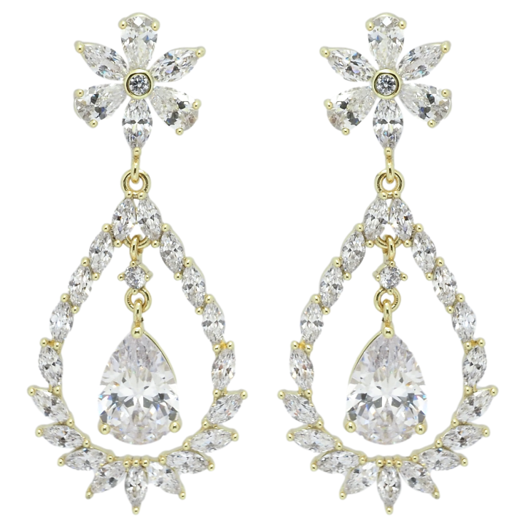 Серьги Xuping QQMM Позолота 14K пусеты Изящные кристальные подвески фото №22