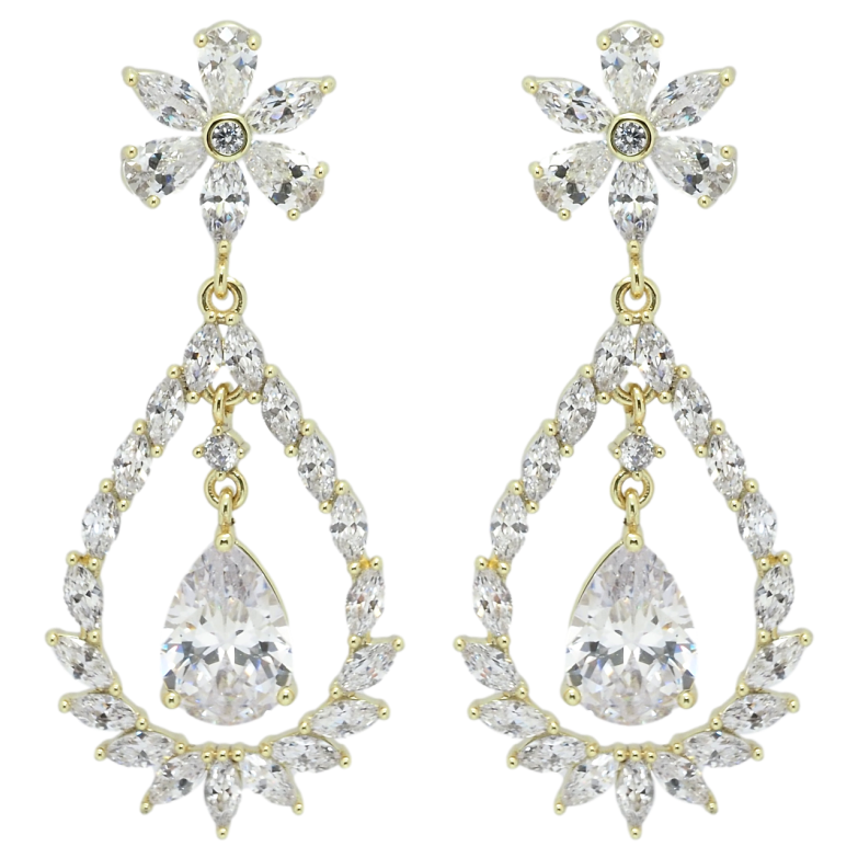 Серьги Xuping QQMM Позолота 14K пусеты Изящные кристальные подвески фото №1