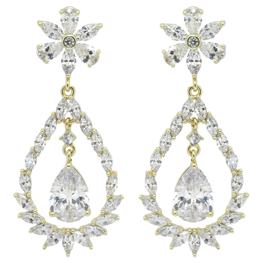 Серьги Xuping QQMM Позолота 14K пусеты Изящные кристальные подвески фото №1