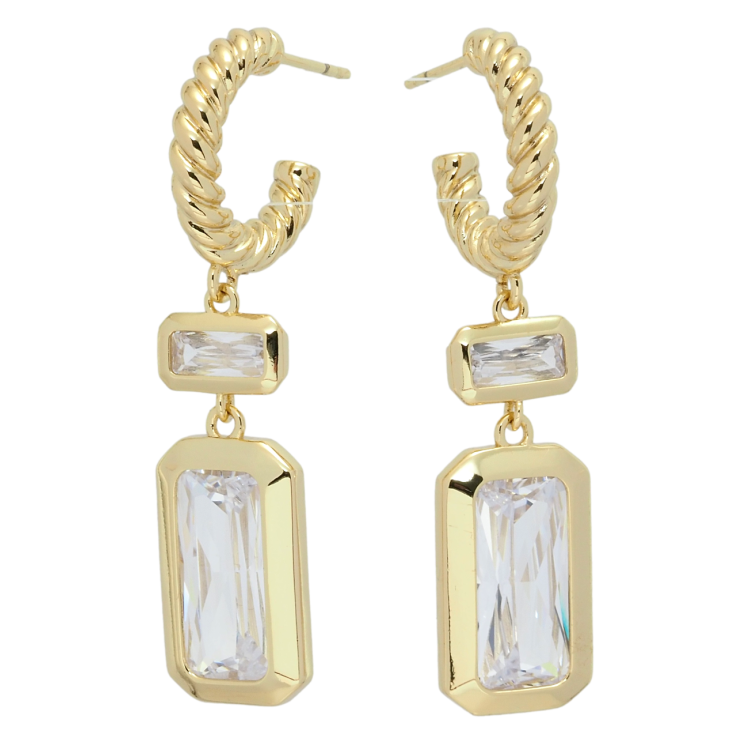 Серьги Xuping QQMM Позолота 14K пусеты Декоративные подвески с фианитами фото №14