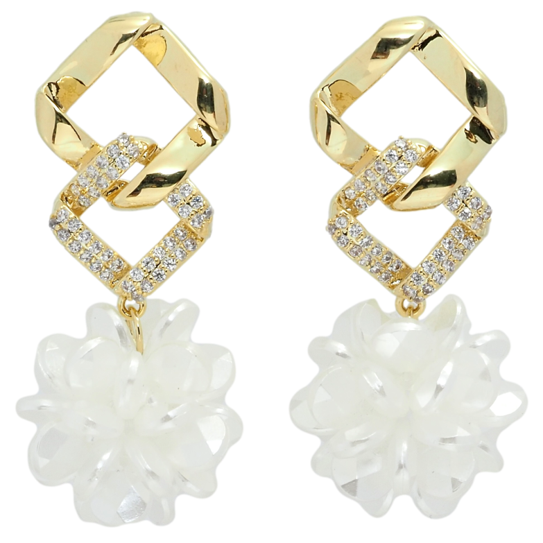 Сережки Xuping QQMM Позолота 14K пусети Ромбові підвіски з кульками з намистин фото №23