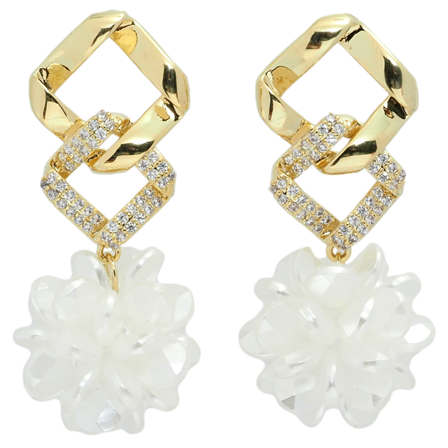 Серьги Xuping QQMM Позолота 14K пусеты Ромбовые подвески с шариками из бусин фото №1