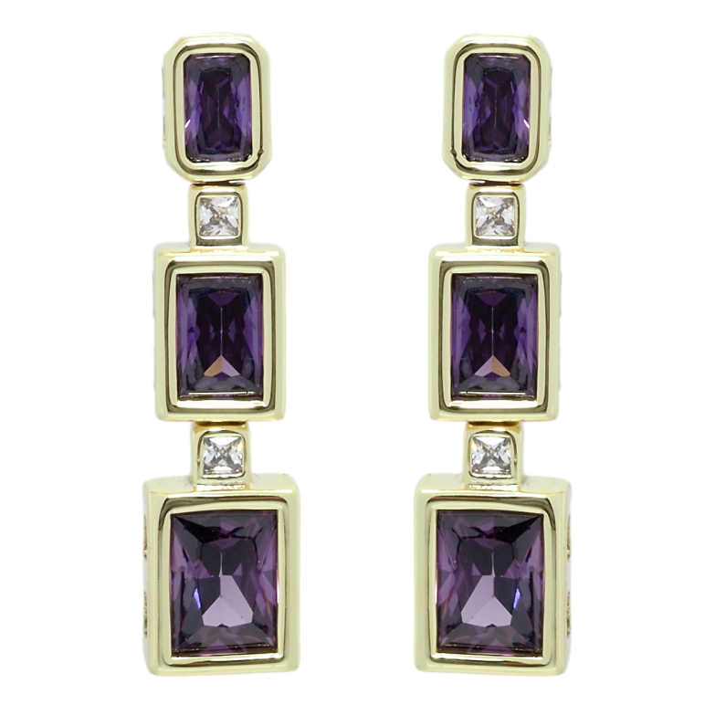 Серьги Xuping QQMM Позолота 14K пусеты Подвески с сиреневыми фианитами фото №1