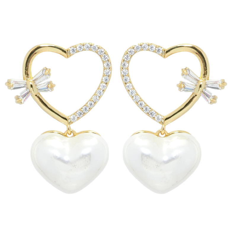 Серьги Xuping QQMM Позолота 14K пусеты Сердечки фото №1