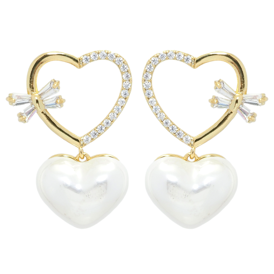 Серьги Xuping QQMM Позолота 14K пусеты Сердечки фото №1