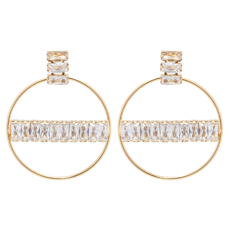 Серьги Xuping QQMM Позолота 18K пусеты Колечки с дорожками циркония фото №12