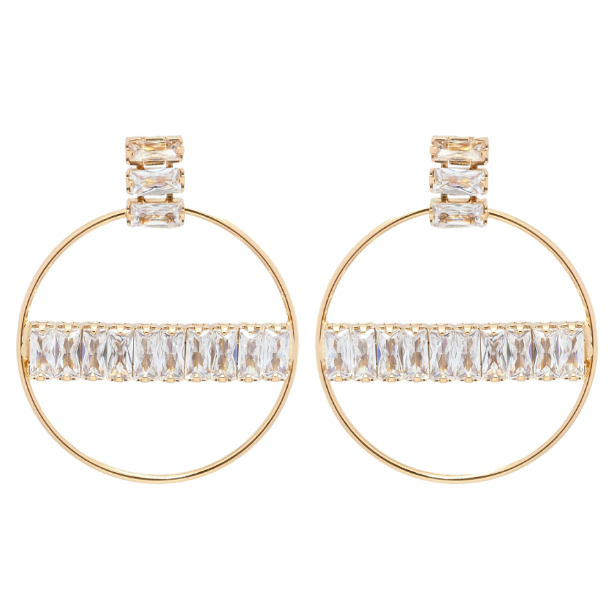 Серьги Xuping QQMM Позолота 18K пусеты Колечки с дорожками циркония фото №1