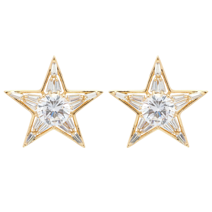 Серьги Xuping QQMM Позолота 18K пусеты Звезды с фианитами фото №16