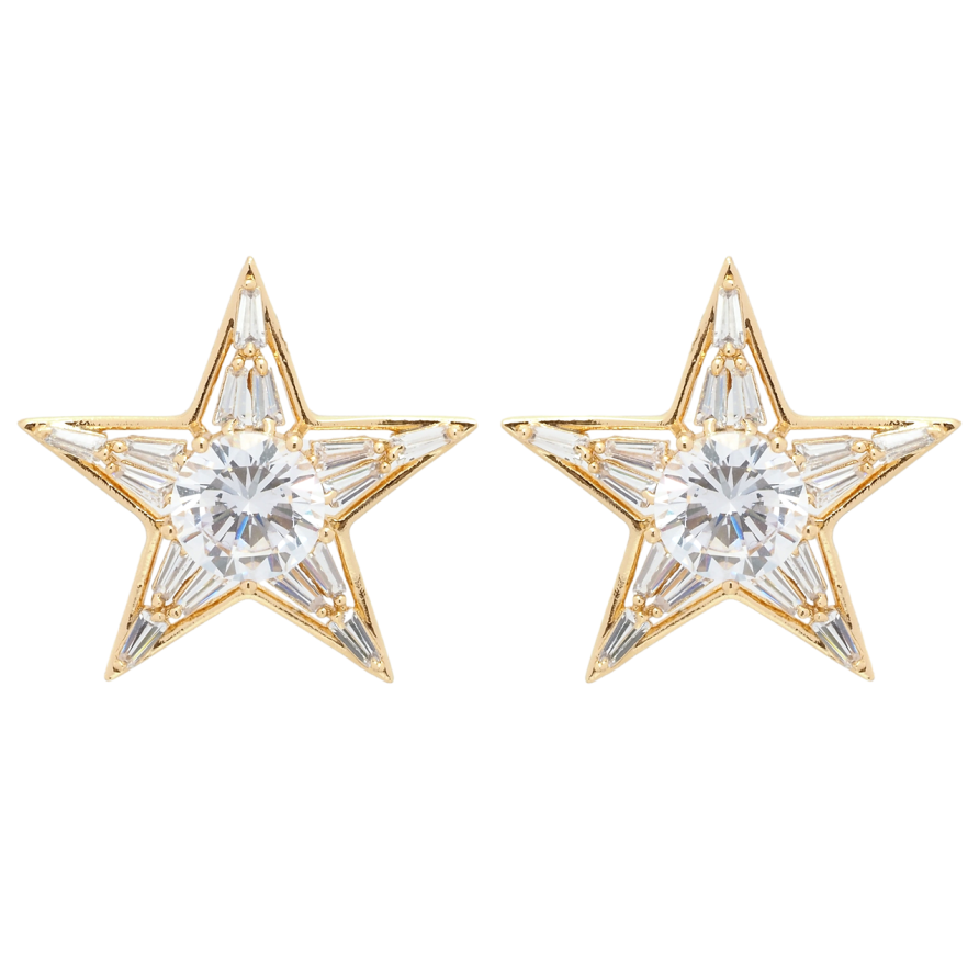 Серьги Xuping QQMM Позолота 18K пусеты Звезды с фианитами фото №1