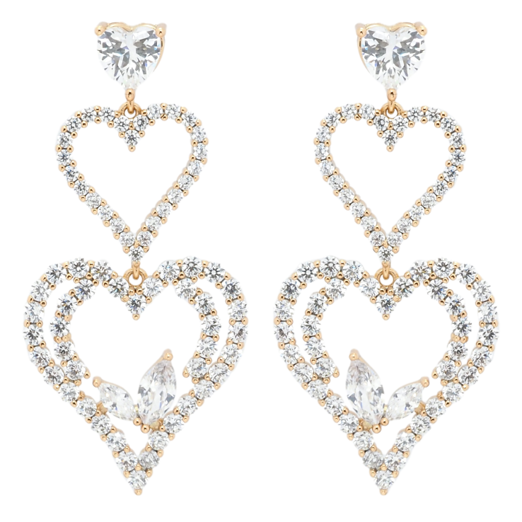 Серьги Xuping QQMM Позолота 18K пусеты Сердечки инкрустация цирконием фото №20