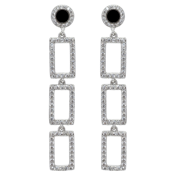 Серьги Xuping QQMM Родий пусеты Подвески из прямоугольников с цирконием фото №6