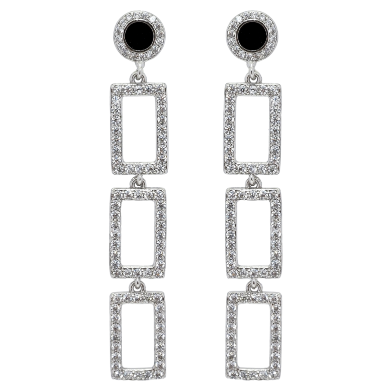 Серьги Xuping QQMM Родий пусеты Подвески из прямоугольников с цирконием фото №1