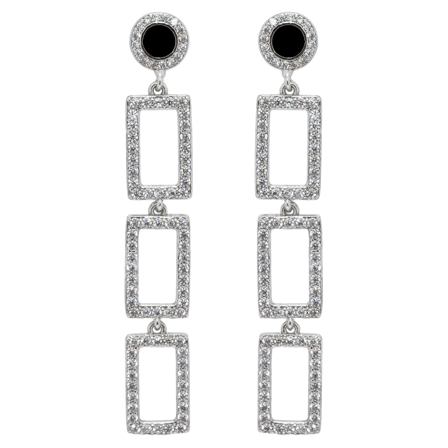 Серьги Xuping QQMM Родий пусеты Подвески из прямоугольников с цирконием фото №1