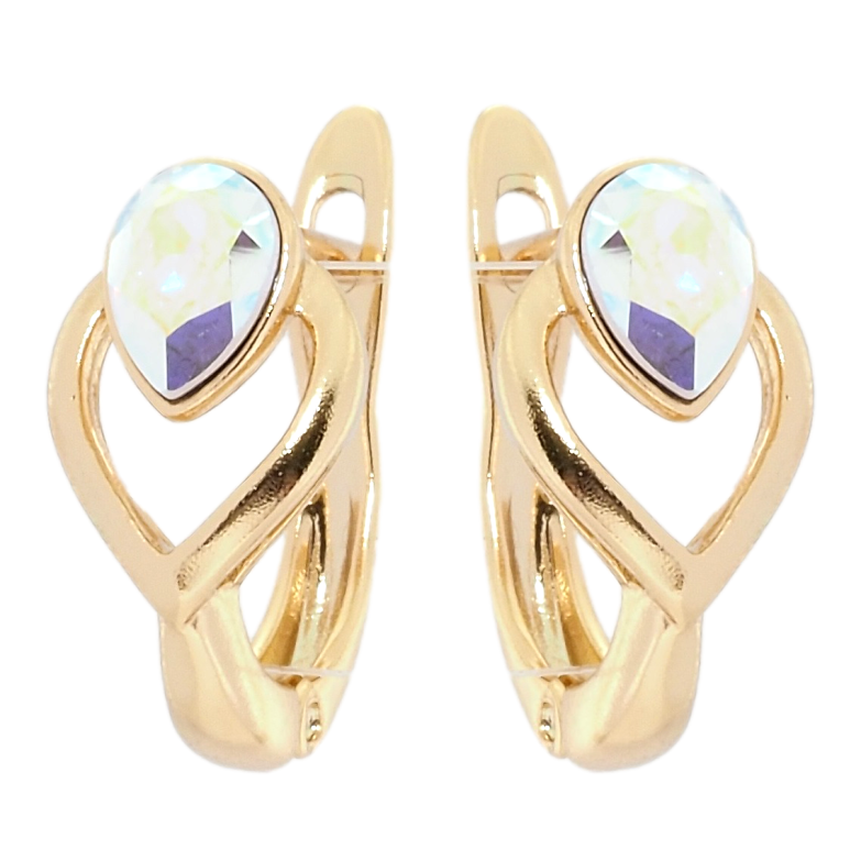 Сережки Xuping колір 18K з кристалами Swarovski англійський замок Декоративний орнамент із кристалом АВ фото №12