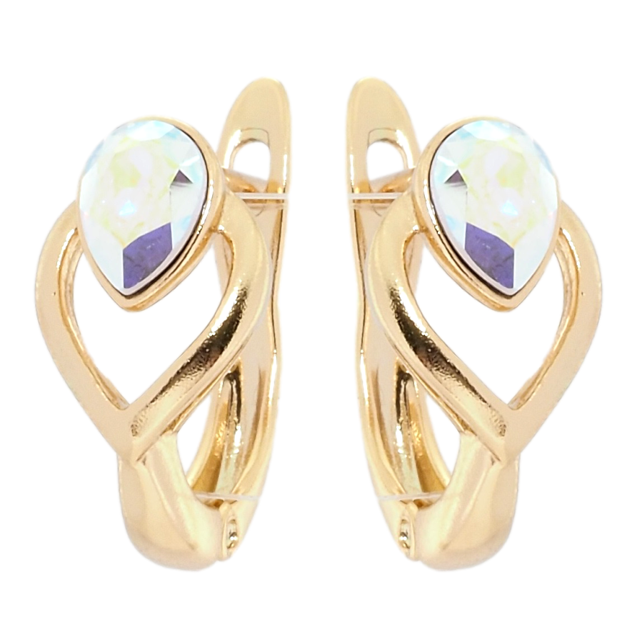 Сережки Xuping колір 18K з кристалами Swarovski англійський замок Декоративний орнамент із кристалом АВ фото №1